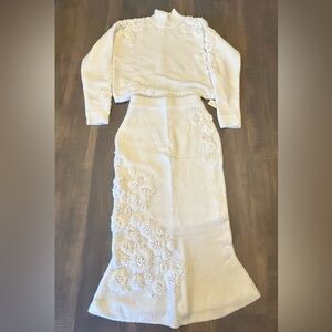 NWT Anthropologie Cream Knit Top & Skirt Set